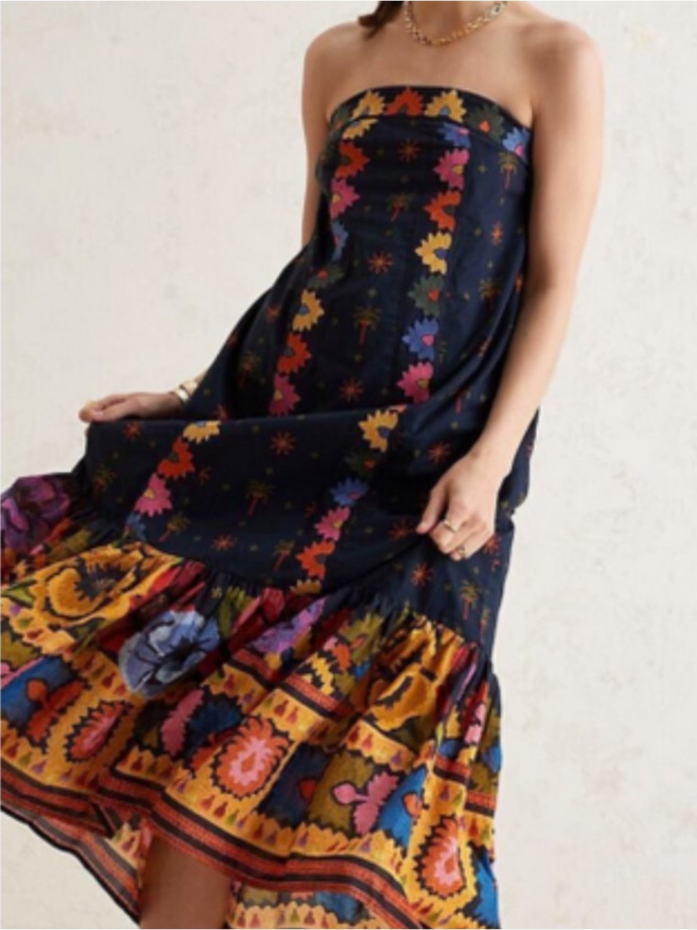 Farm Rio Anthropologie embroidered maxi dress